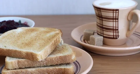 Toast bread and Jam Stock Footage 95621776