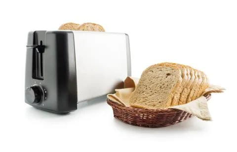 Toast bread and toaster Foto stock