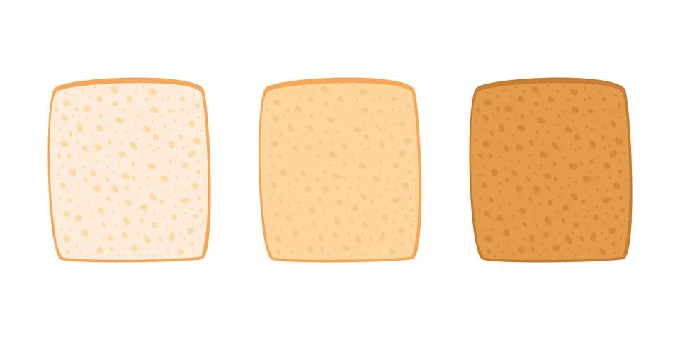 Toast bread cut slice from wheat set. Toasted piece bakery food. Slices of to Stock Illustration