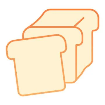 Toast bread flat icon. Bun orange icons in trendy flat style. Bakery gradient Stock Illustration