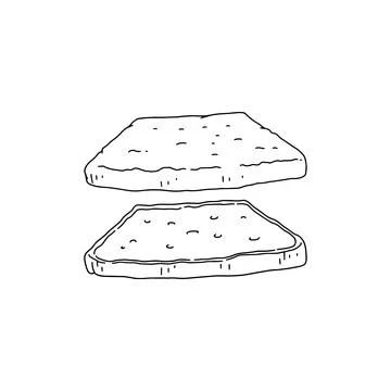 Toast bread hand drawn vector illustration, isolated on white background. Doodle Illustrazione stock