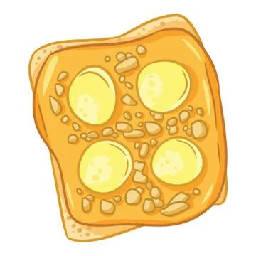 Toast bread isolated icon on white background. Sandwich with chocolate or pea Stock Illustration