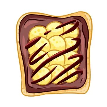 Toast bread isolated icon on white background. Sandwich with chocolate or pea Stock Illustration