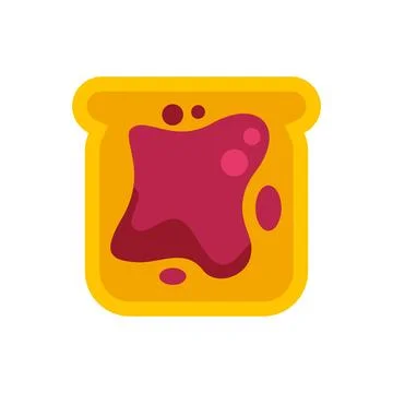 Toast bread with jam flat design illustration icon Stock Illustration