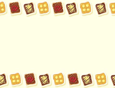 Toast bread sandwiches comic style seamless pattern. Sandwich with chocolate Stock Illustration