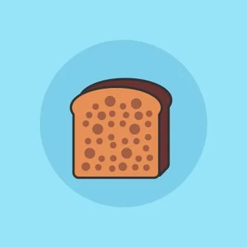 Toast bread simple flat vector illustration icon 스톡 일러스트