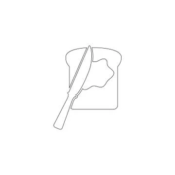 Toast bread slice with butter and spreading knife. flat vector icon 스톡 일러스트