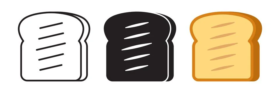Toast bread slice icon set collection in flat style. Breakfast food vector .. Stockillustratie