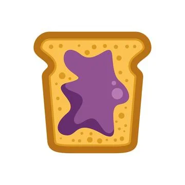 Toast bread slice with purple grape jam spreading Stock Illustration