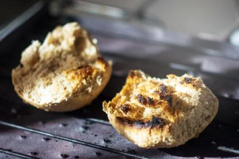 Toast bread on toaster Stock Photos