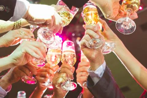 Toast with champagne during wedding party Stock Photos
