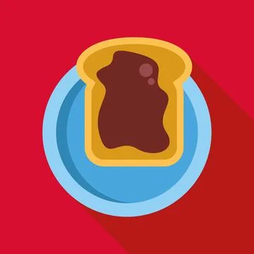 Toast with chocolate spread on plate flat design 스톡 일러스트