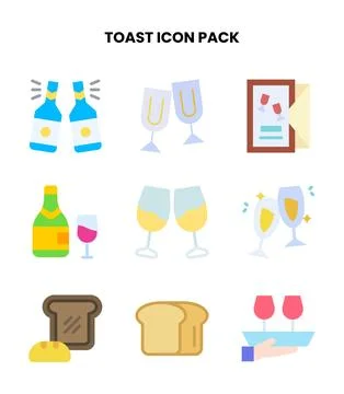 Toast Flat Bundle Icons Pack Illustrazione stock