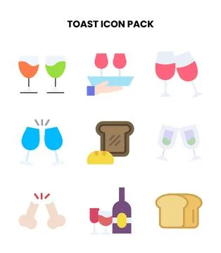 Toast Flat Bundle Icons Pack 스톡 일러스트