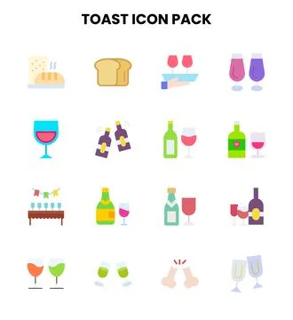 Toast Flat Collection Icons Pack Stock Illustration