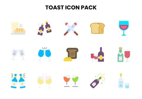 Toast Flat Icons Pack 스톡 일러스트