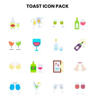 Toast Flat Icons Pack Stock Illustration