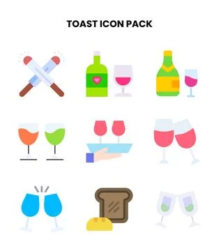 Toast Flat Scalable Icons Pack Stock Illustration