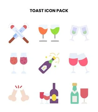 Toast Flat Set Icons Pack Stockillustratie