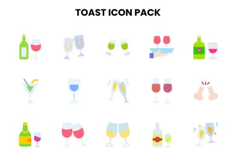 Toast Flat Set Icons Pack Stock Illustration