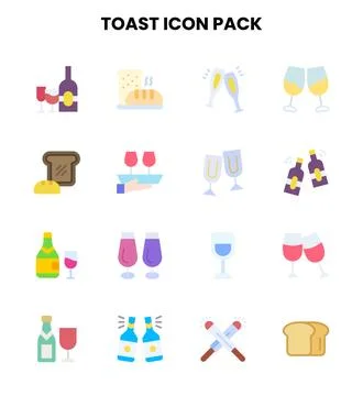 Toast Flat UI Icons Pack Stock Illustration