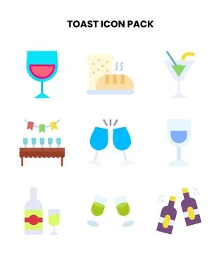 Toast Flat UI Icons Pack Stock Illustration