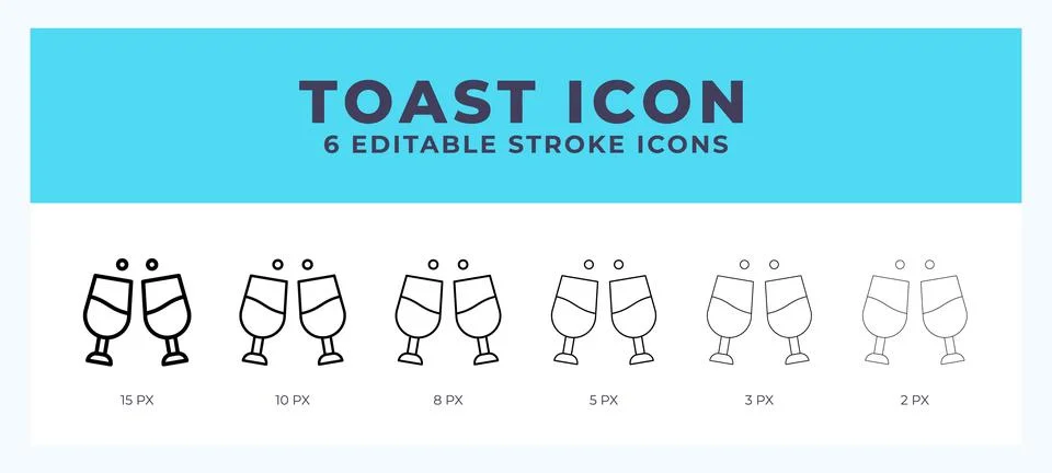 Toast icon illustration vector with editable stroke. Illustrazione stock
