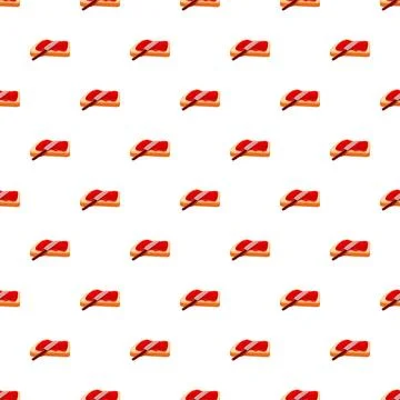 Toast with jam and knife spread seamless pattern Stock Illustration