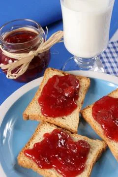 Toast with jam fruit Stock Photos