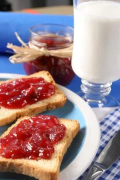 Toast with jam fruit Stock Photos