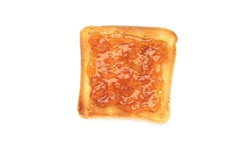 Toast with jam isolated on white background Stock Photos