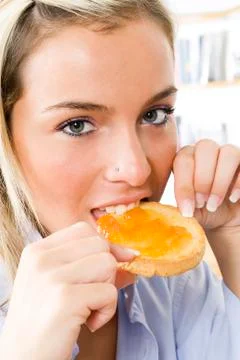 Toast with jam Stock Photos