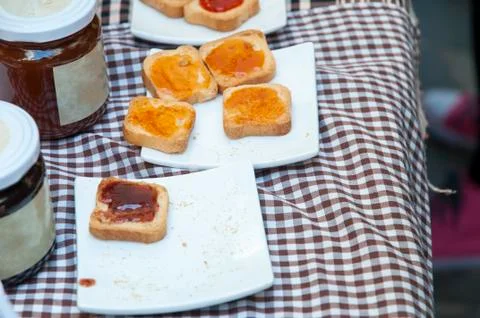 Toast with jam Stock Photos