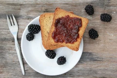 Toast with jam Stock Photos
