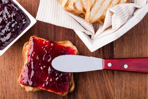 Toast with jam Foto stock