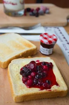 Toast with jam Stock Photos
