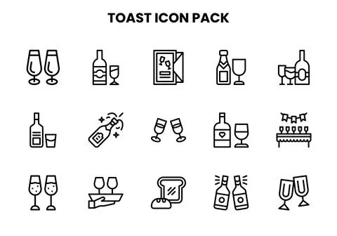 Toast Line Bundle Icons Pack 스톡 일러스트