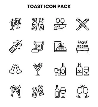 Toast Line Design Icons Pack Stock Illustration