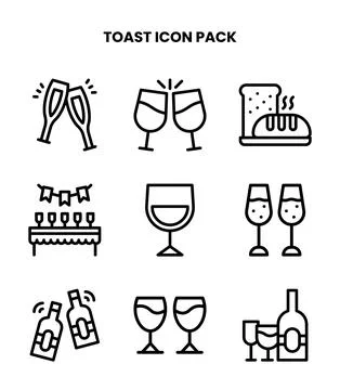 Toast Line Design Icons Pack Stock Illustration