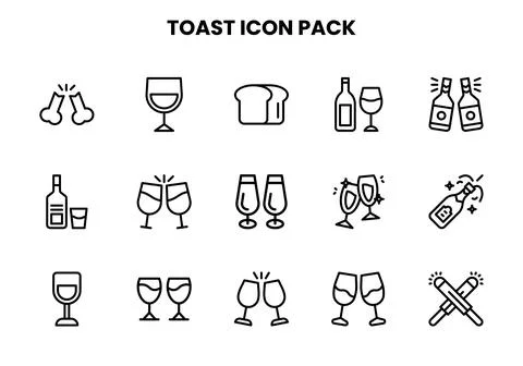 Toast Line Graphics Icons Pack Stock Illustration