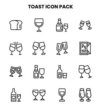 Toast Line Graphics Icons Pack Stock Illustration
