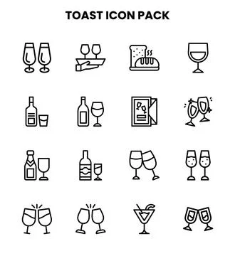 Toast Line Graphics Icons Pack Stock Illustration