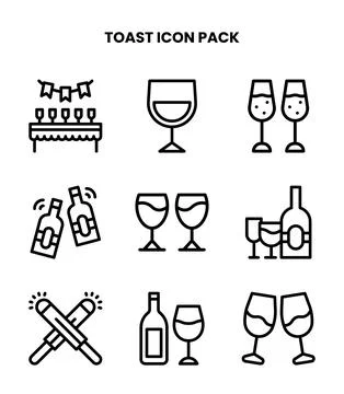 Toast Line Icons Pack Stock Illustration
