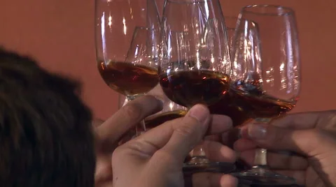 Toast with Madeira wine Stock Footage 62469116