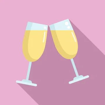 Toast party icon flat vector. Drink cheers Stock Illustration