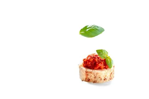 Toast with a paste of roasted red peppers. Ajvar on bread. Stock Photos
