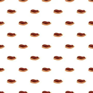 Toast pieces with chocolate spread creating seamless pattern 스톡 일러스트