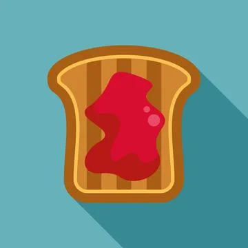 Toast with red jam on blue background Illustrazione stock