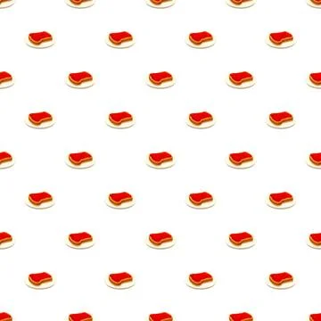 Toast with red jam on plate seamless pattern Stockillustratie