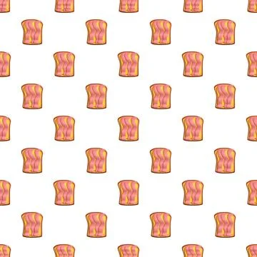 Toast slice with bacon pattern on white background Stock Illustration